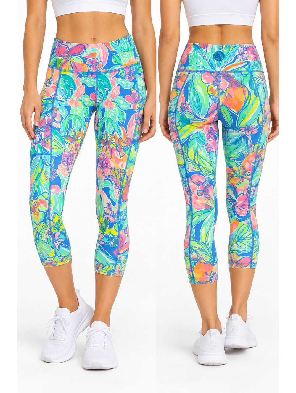 Lilly Pulitzer Fara Weekender Crop Leggings Surf Gypsea Floral Womens Small